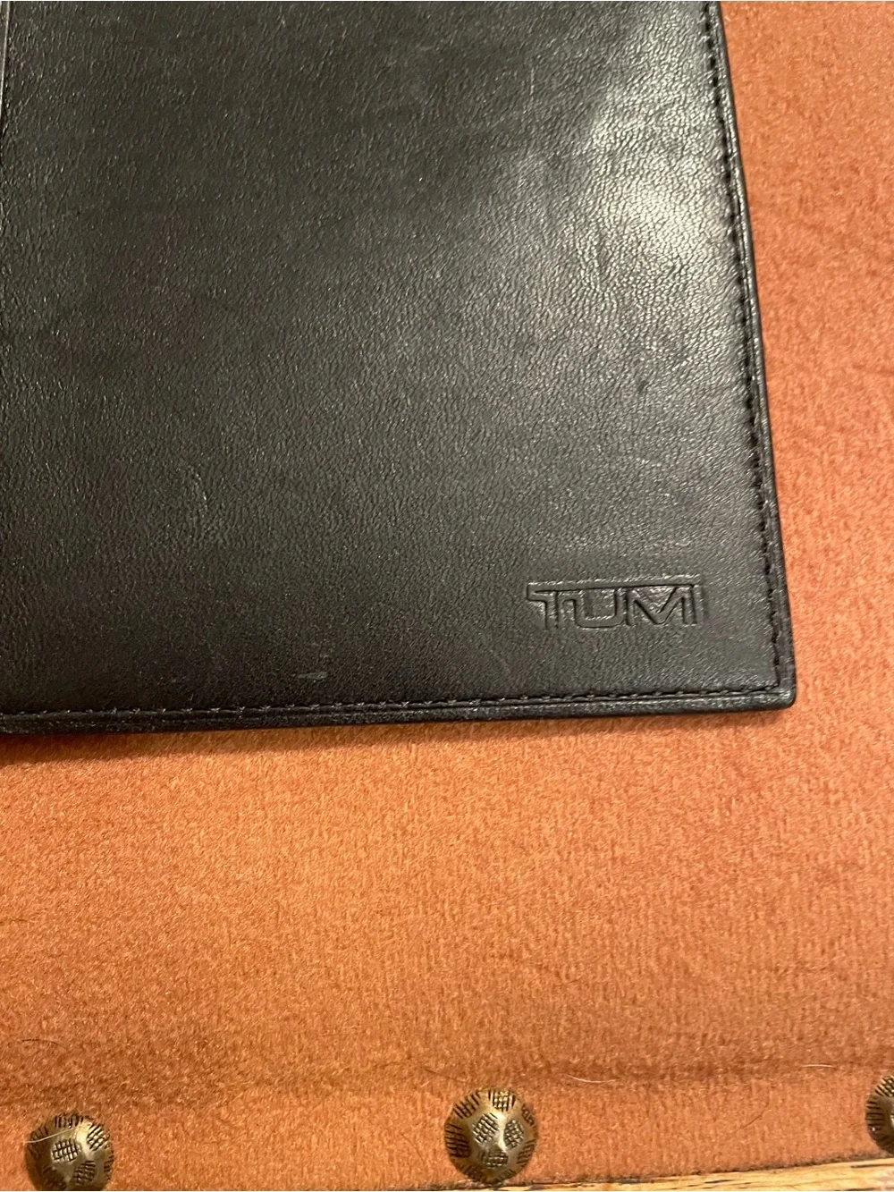 Tumi Black Leather Long Wallet, Travel Checkbook Cover, Passport, Portfolio